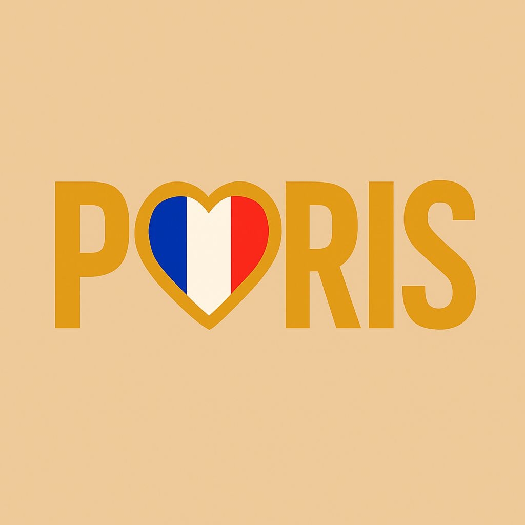 Minimalist PORIS Design with Heart and French Flag T-Shirt