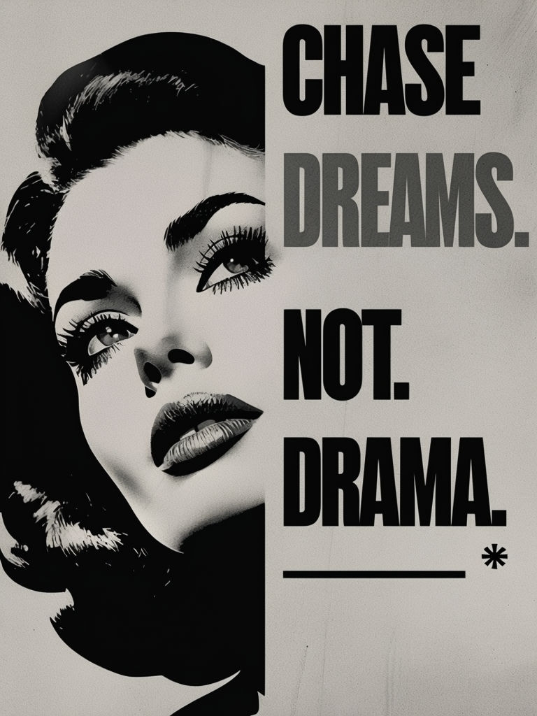 Dramatic Black and White Vintage Woman Portrait Poster