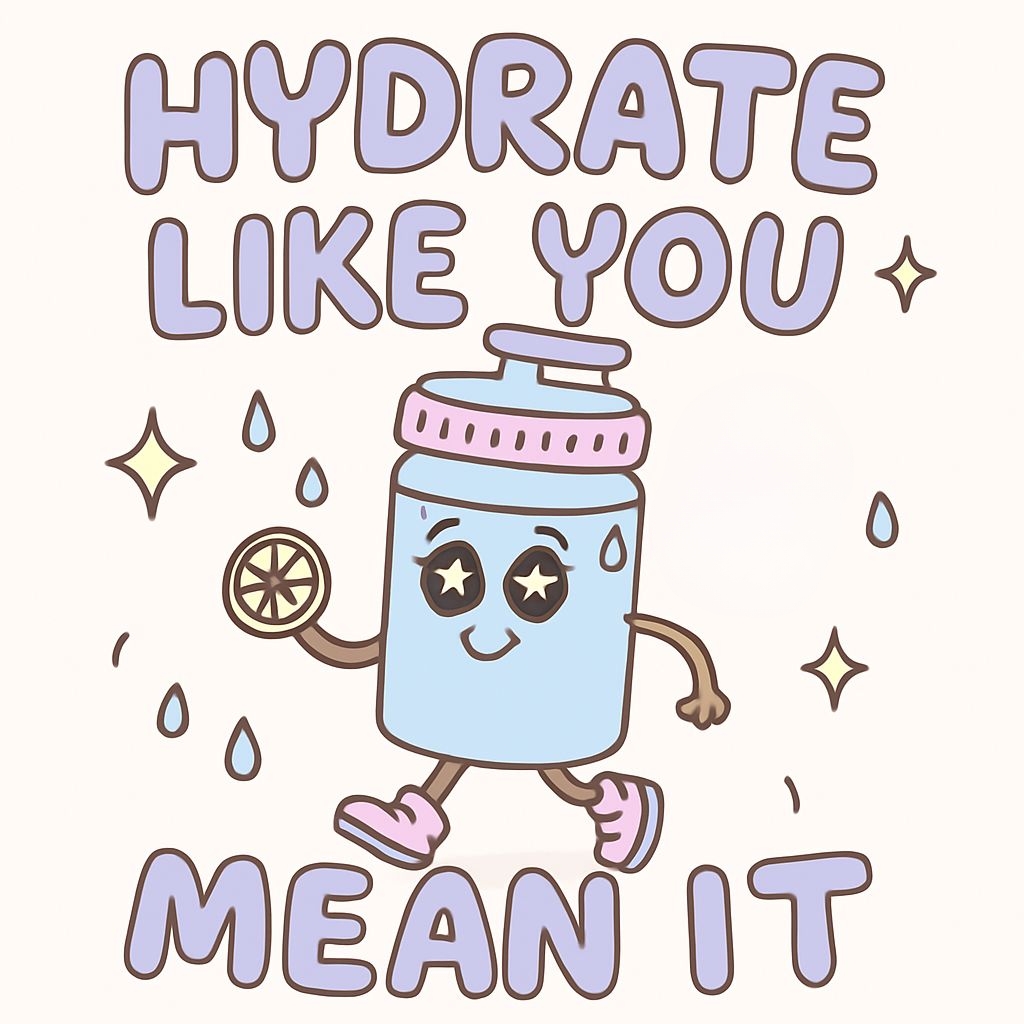 Whimsical Water Bottle Character with Hydration Motivational T-Shirt