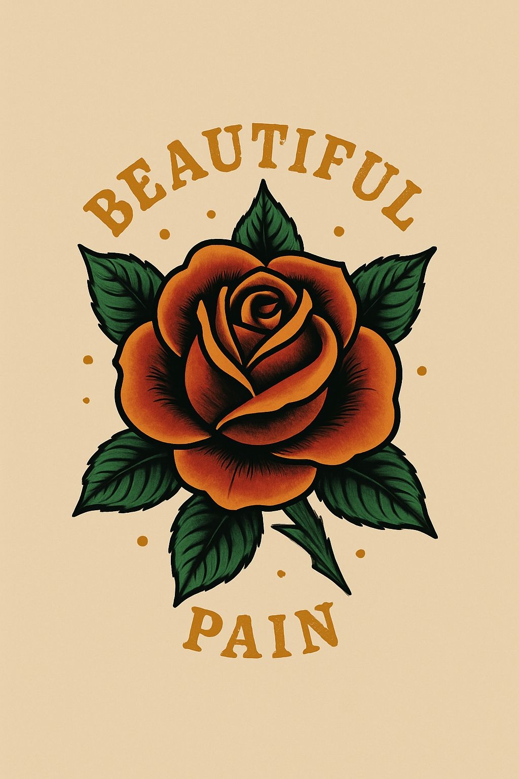 Vintage Tattoo Style Beautiful Rose with Pain Text T-Shirt
