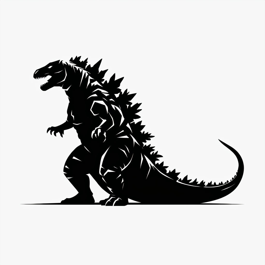 Minimalist Black Silhouette of Godzilla Sticker