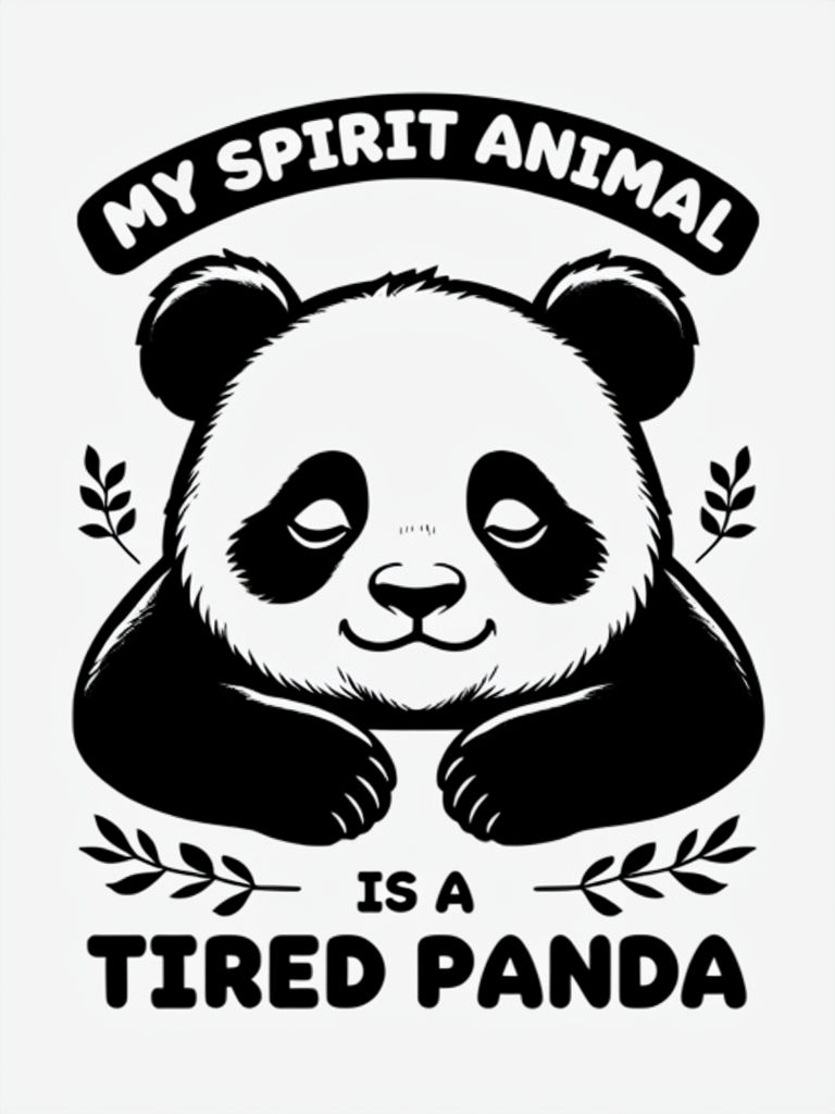 Whimsical Sleeping Panda Illustration with Spirit Animal Phrase Poster