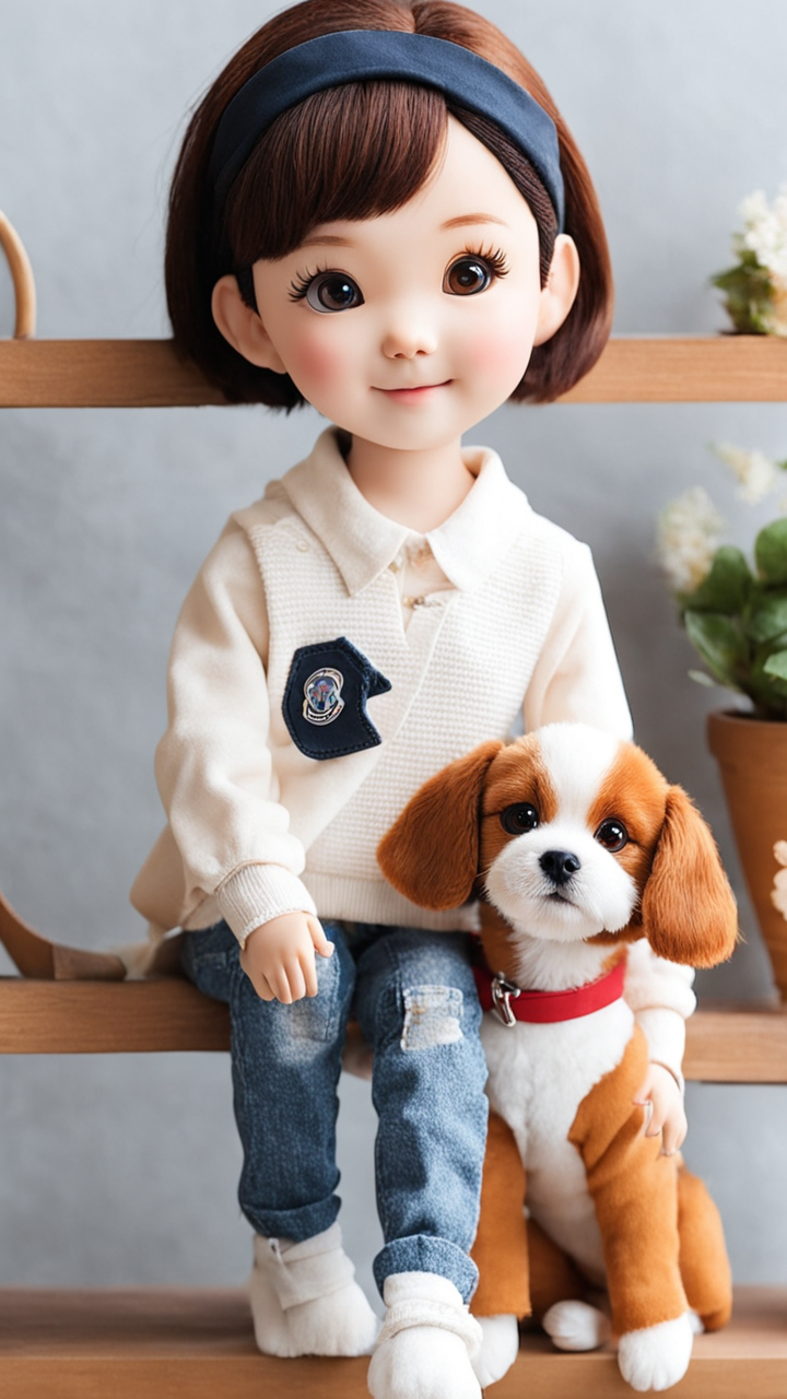 10 cute dog doll with cute cloth in toy model on shelf by RisusCanis ...