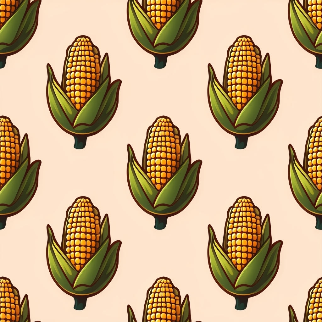 Colorful Cartoon Corn Cob Seamless Pattern Design