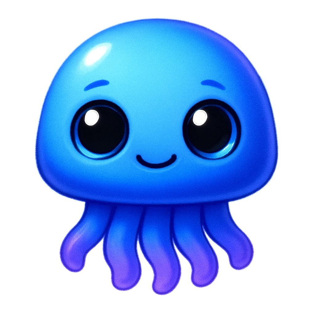 Adorable Cartoon Blue Octopus Character Illustration Sticker