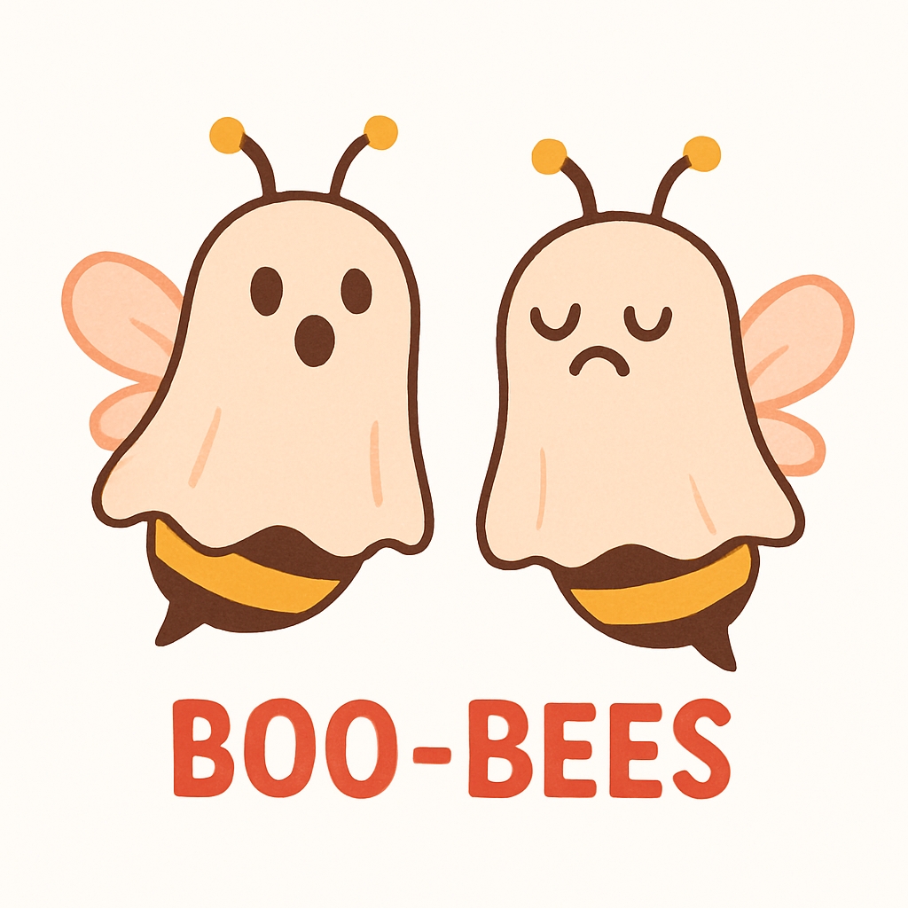 Whimsical Boo-Bees Ghostly Bee Illustration Sticker