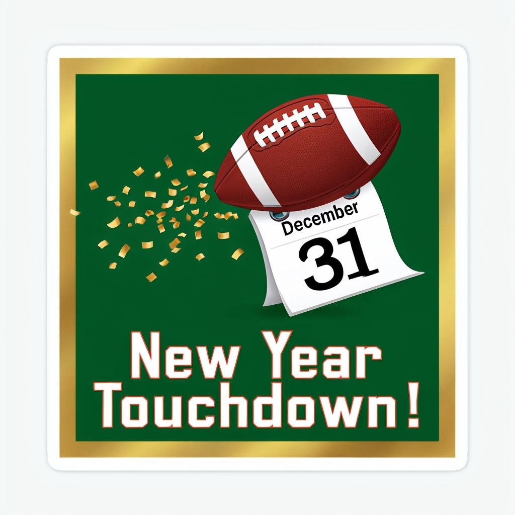 New Year Touchdown Football Celebration Sticker