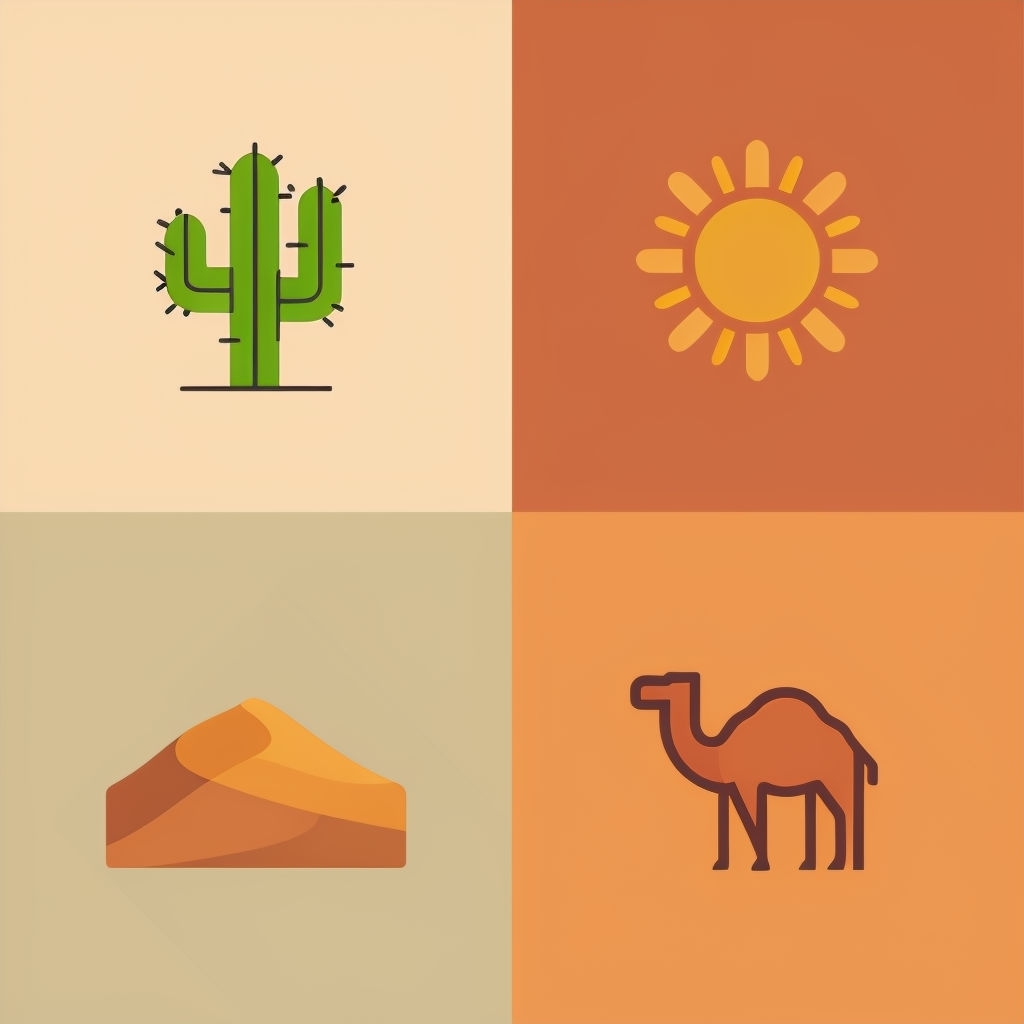 Desert-Themed Minimalist Icons in Earthy Tones Pattern