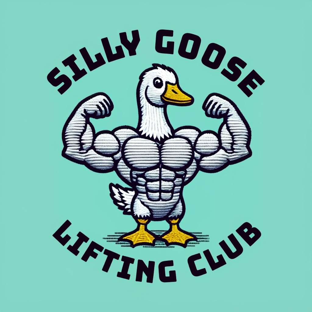 Muscular Silly Goose Lifting Club Embroidered T-Shirt