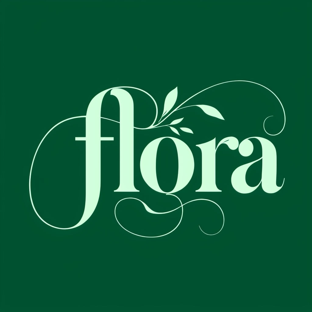 Elegant Flora Typography Design in Pastel Mint Logo