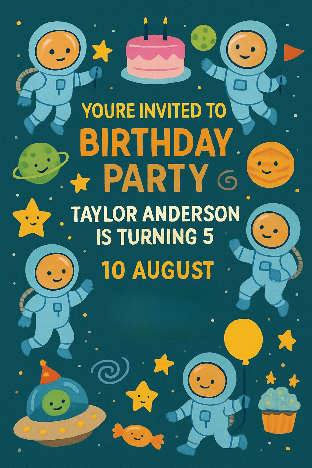 Vibrant Outer Space Birthday Party Invitation Card for Kids Cards & Invites
