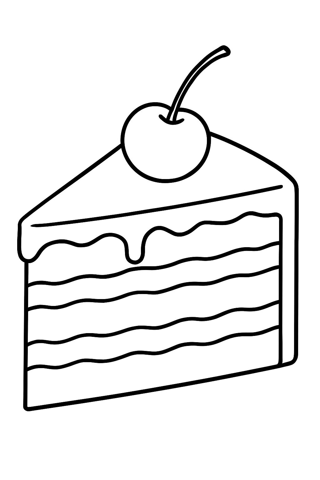 Layered Cake Slice Illustration for Creative Coloring Book Pages