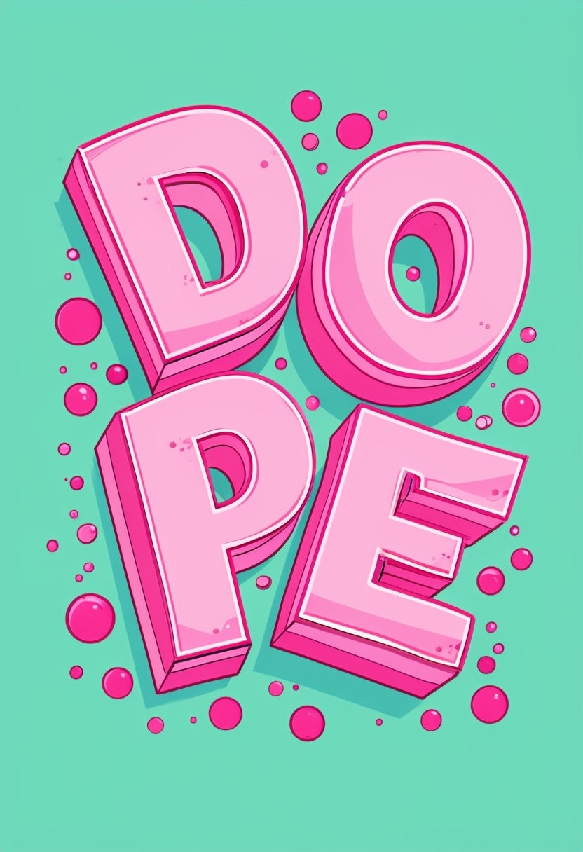 Vibrant 3D 'DOPE' Typography with Playful Bubbles Poster