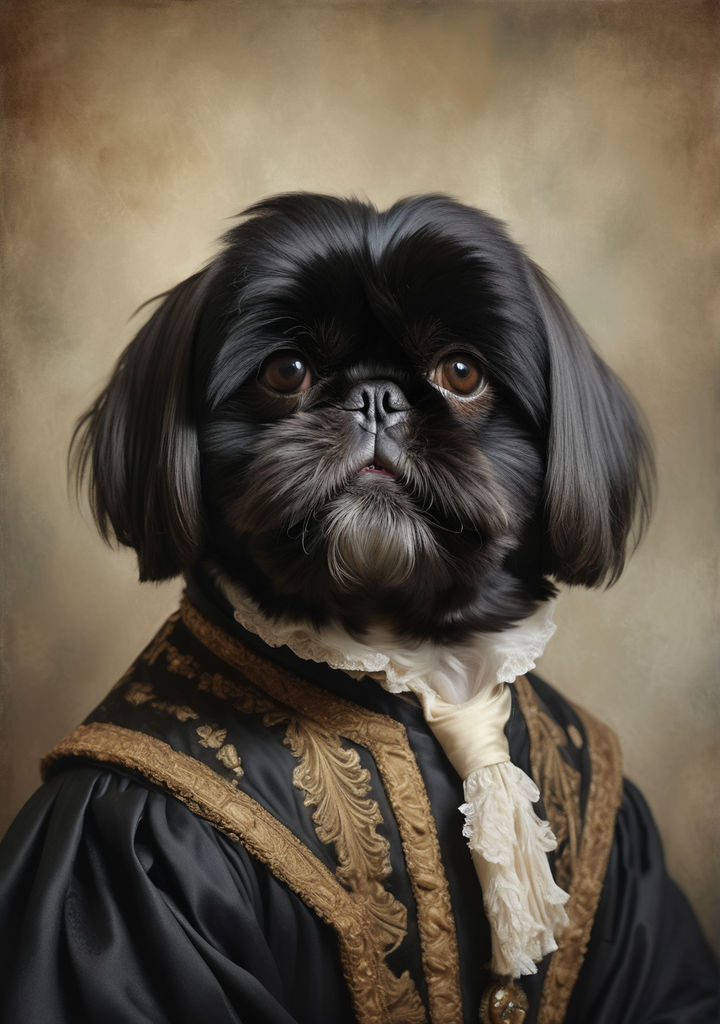 Portrait of an all-black shih tzu dog by Grazi Salvatori - Playground