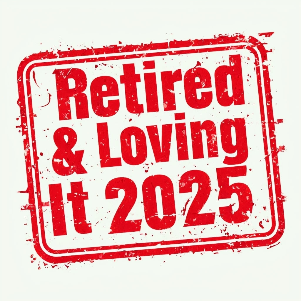 "Retired & Loving It 2025 Vintage Distressed Stamp T-shirt"