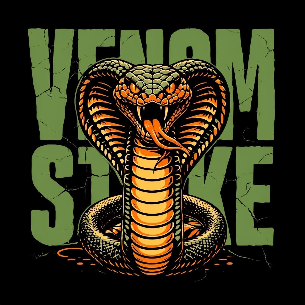 Menacing Cobra Venom Strike Digital Illustration T-shirt