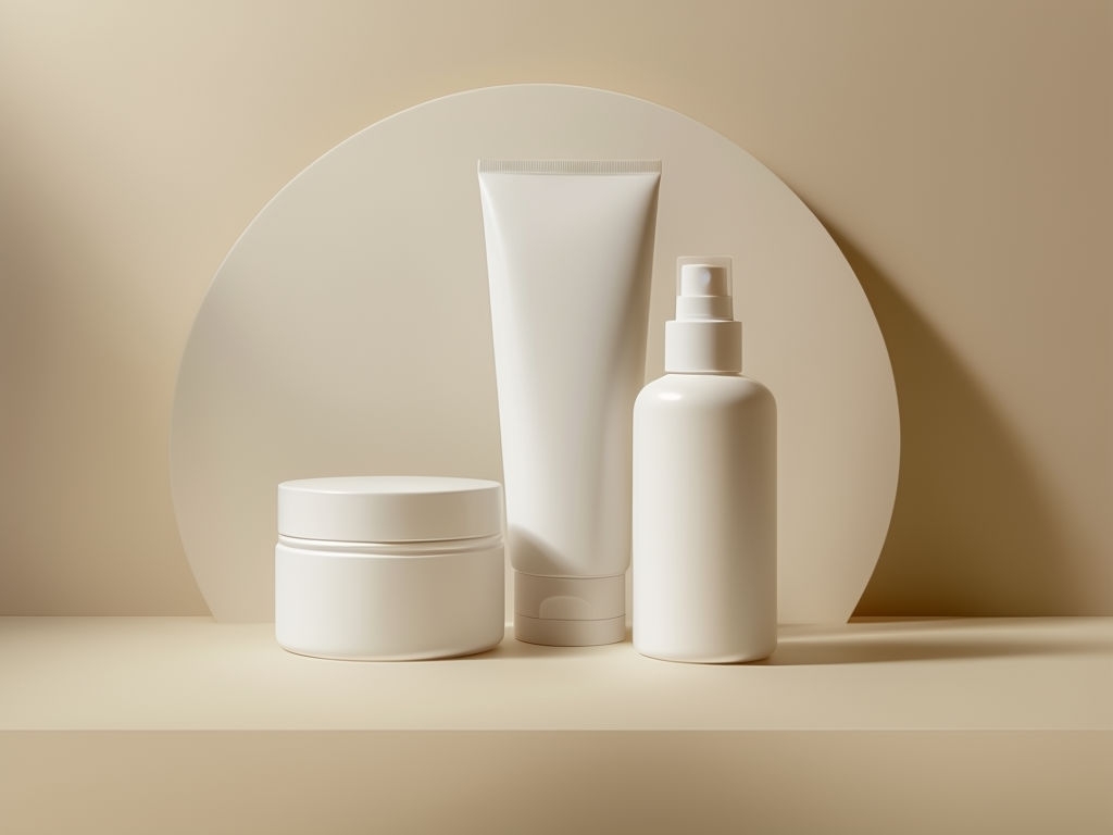Minimalist Skin Care Product Arrangement Mockup Photography