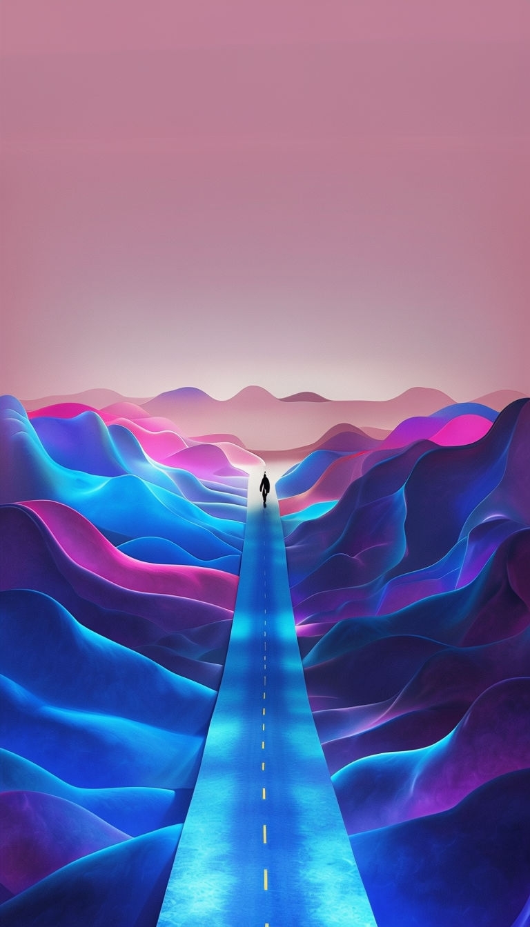 Surreal Dreamlike Landscape with Colorful Hills Mobile Wallpaper