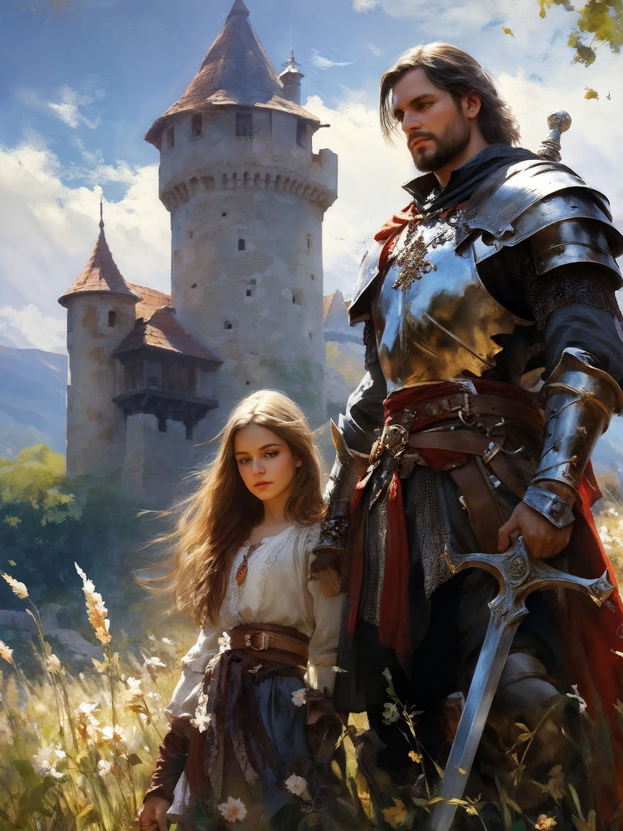 A nice picture of a knight protecting a princess