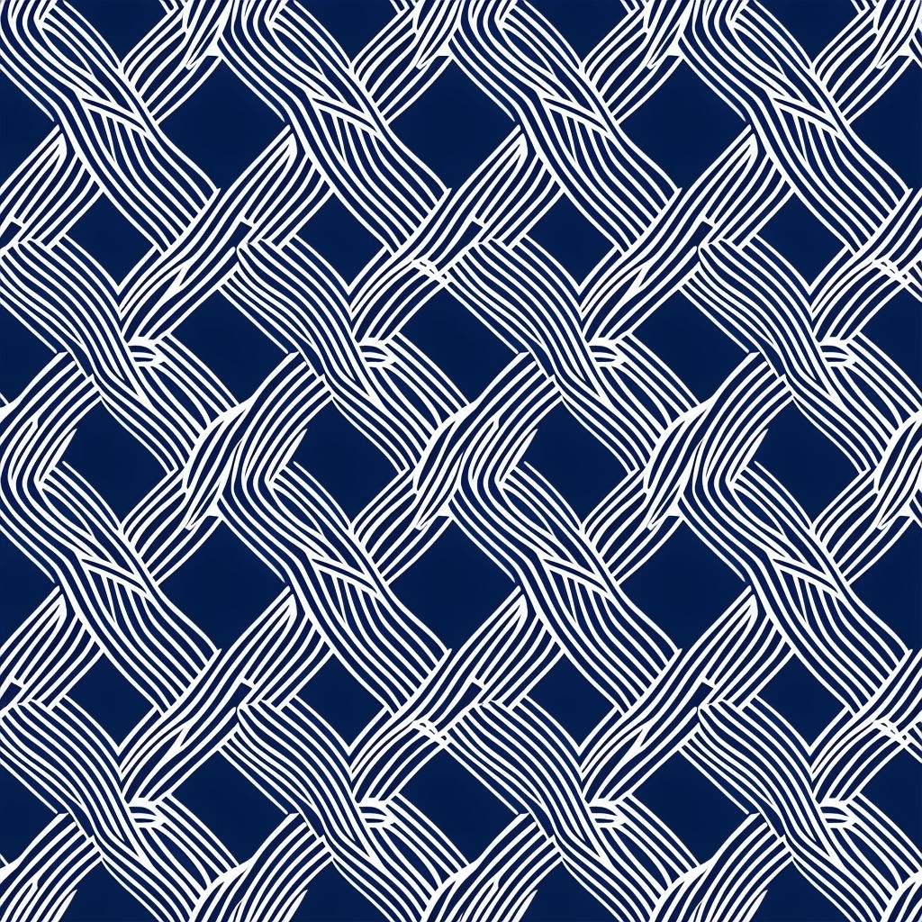 Intricate Geometric Diamond Loop Pattern on Navy Blue Background Seamless Pattern