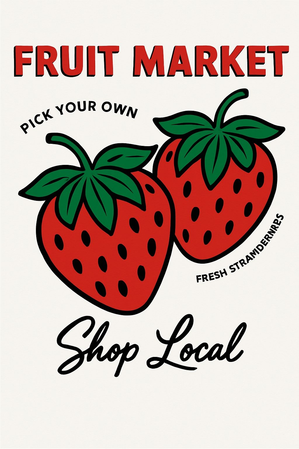 Cheerful Retro Fruit Market Promotional T-Shirt Design
