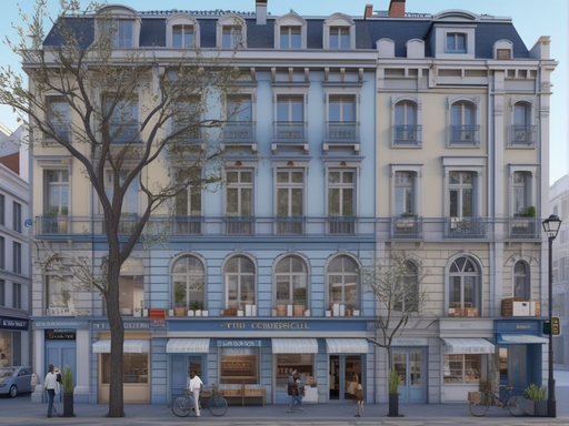 A realistic front facade view concept in a European-style co... by ric