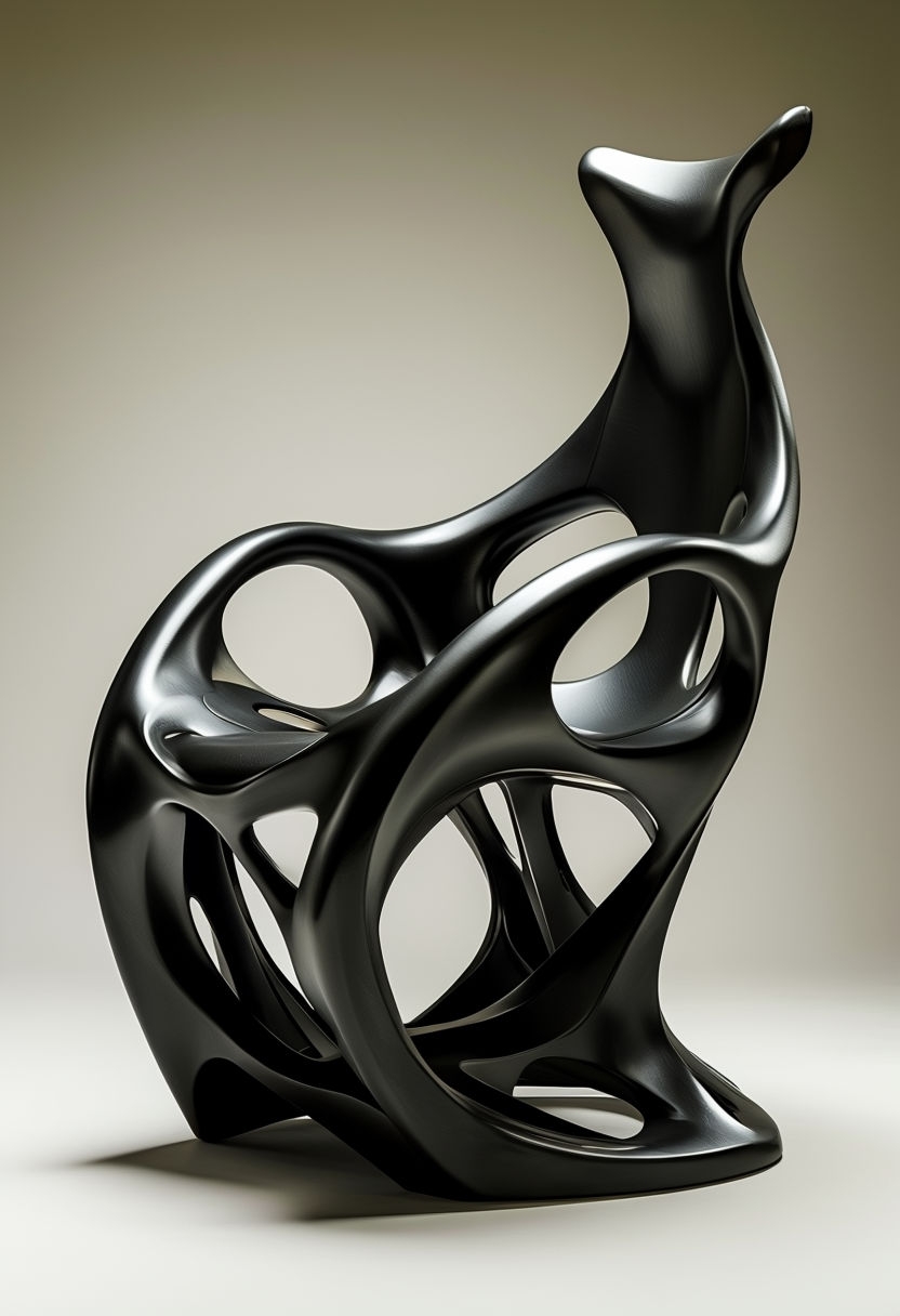 Sculptural Modern Black Chair with Ergonomic Design Art