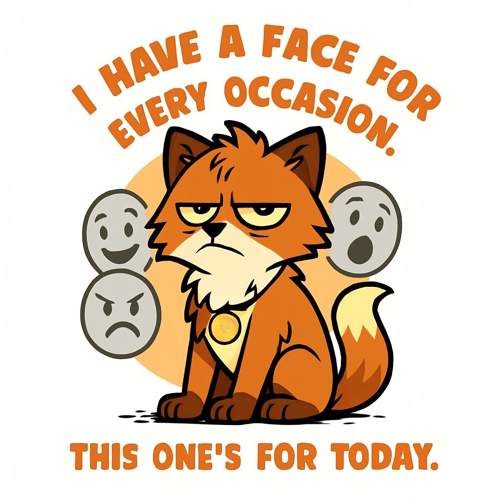Playful Orange Fox with Expressions Cartoon Sticker