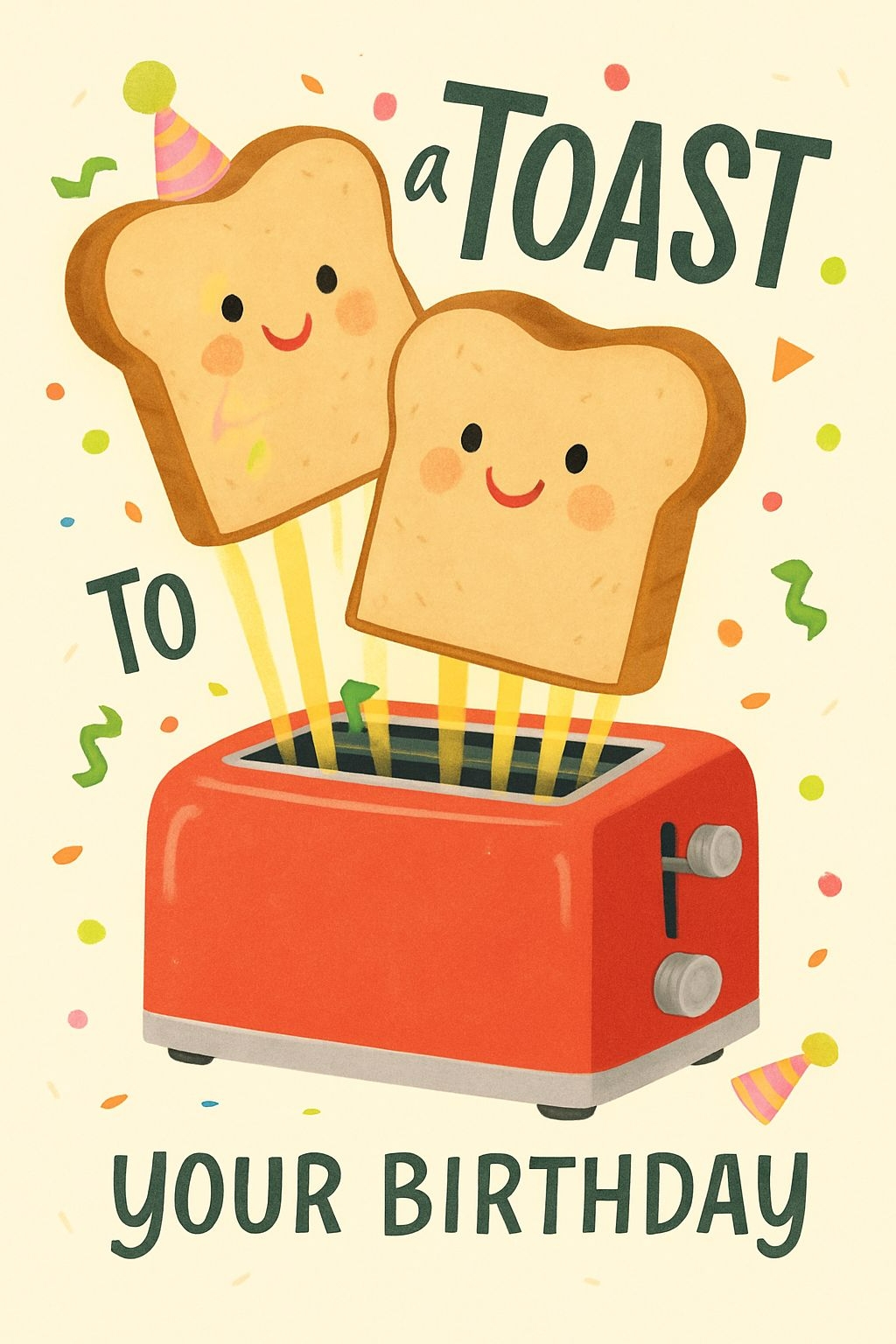 Whimsical Vintage Toaster Birthday Card Design for Celebration Cards & Invites
