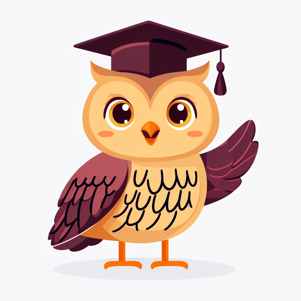 Wise Cartoon Owl with Graduation Cap Sticker
