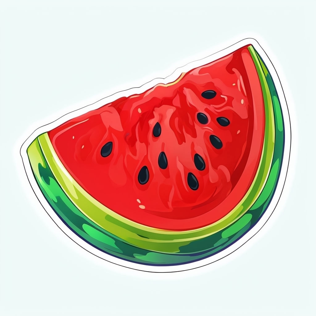 Vibrant Cartoon Watermelon Slice Sticker Design for Summer Fun