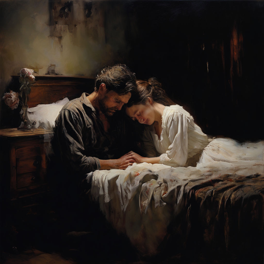 An oil painting capturing a heartbreaking scene by 高一忠07何佳珊 - Playground