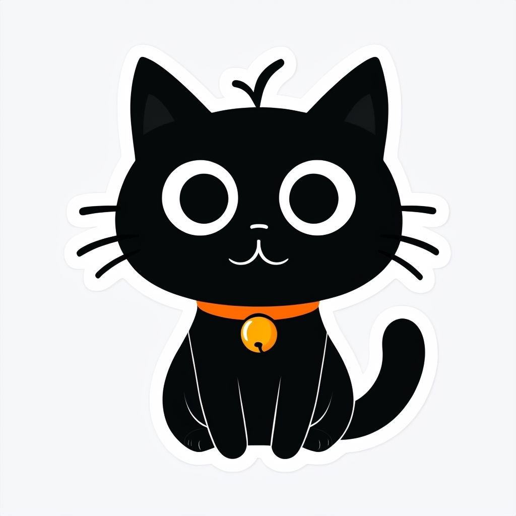 Playful Black Cat Cartoon Illustration Sticker