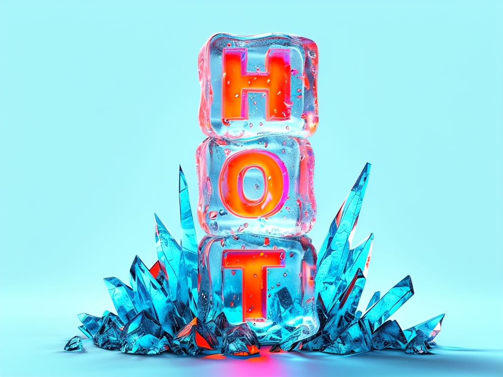 Vivid 3D Frozen 'HOT' Text with Ice Crystals Poster