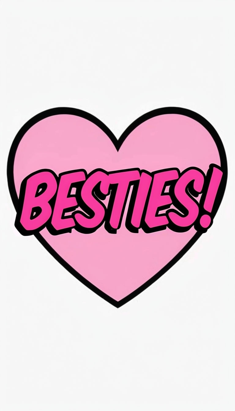 Bold Hot Pink 'BESTIES!' Pop Art Heart T-Shirt