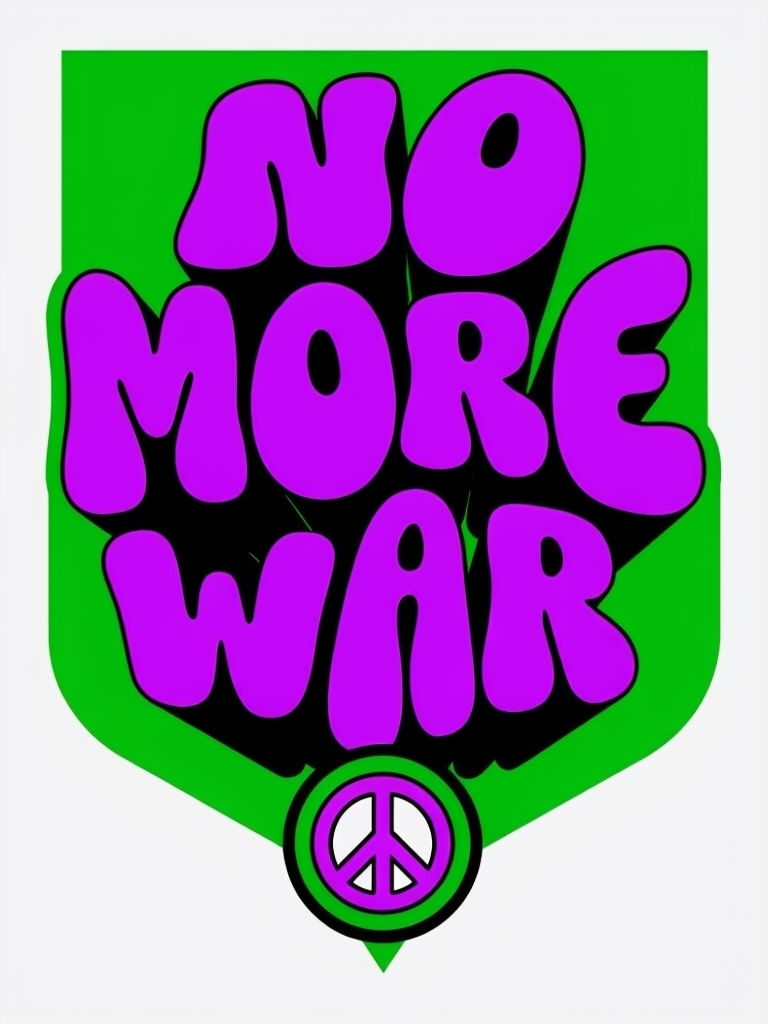 Bold Retro NO MORE WAR Graphic Design T-Shirt