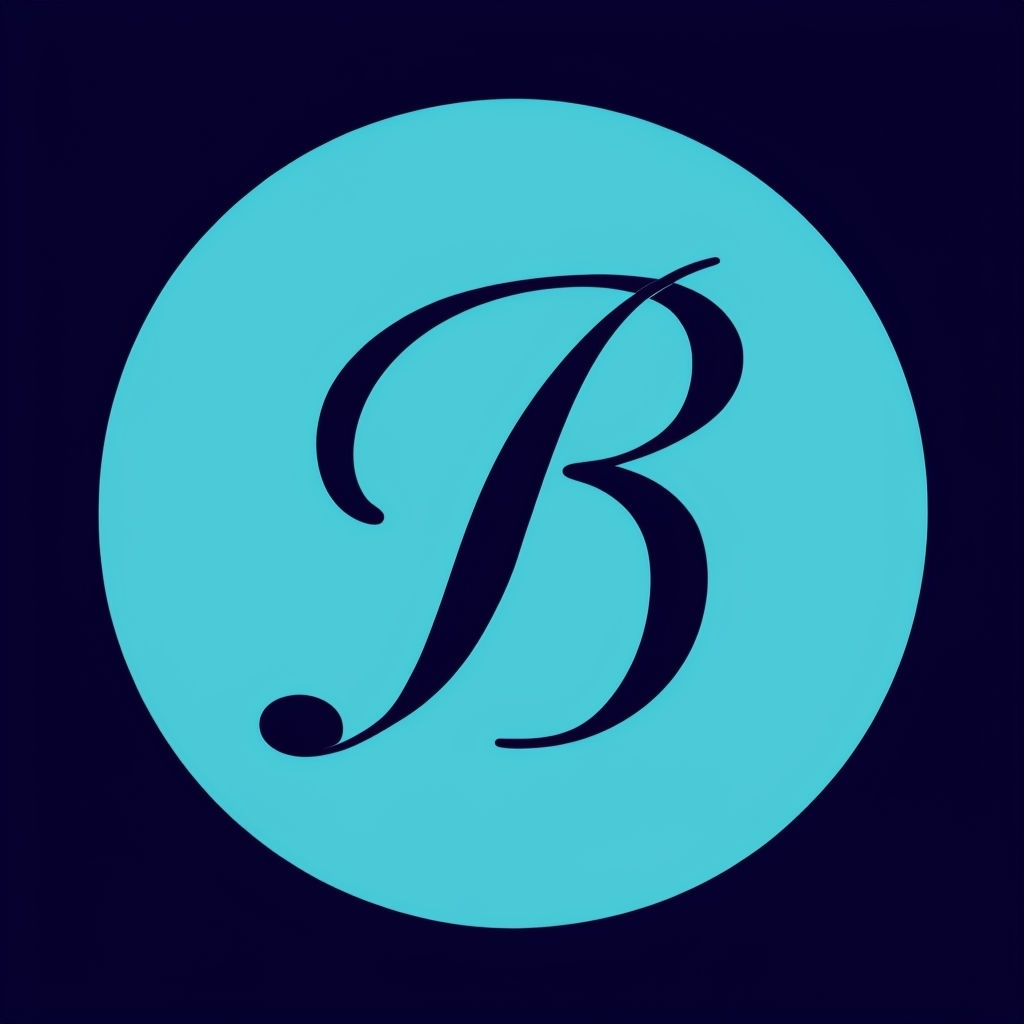 Aqua Blue Minimalist Logo Design Featuring Cursive B Monogram