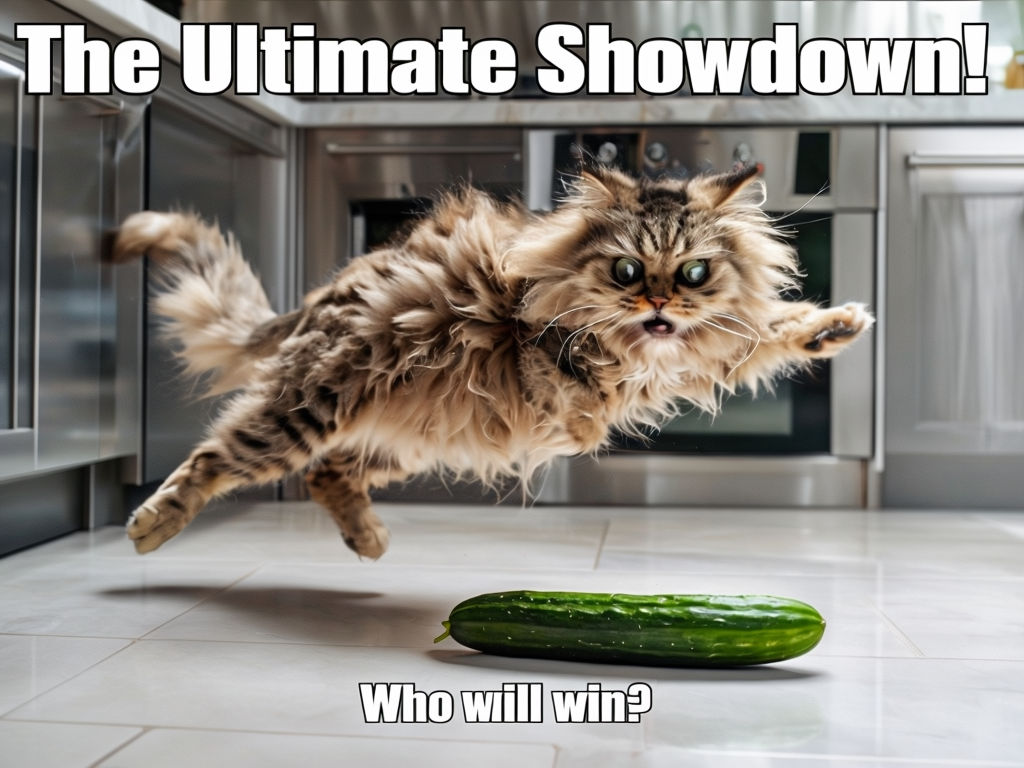 Fluffy Tabby Cat vs Cucumber: The Ultimate Showdown Meme