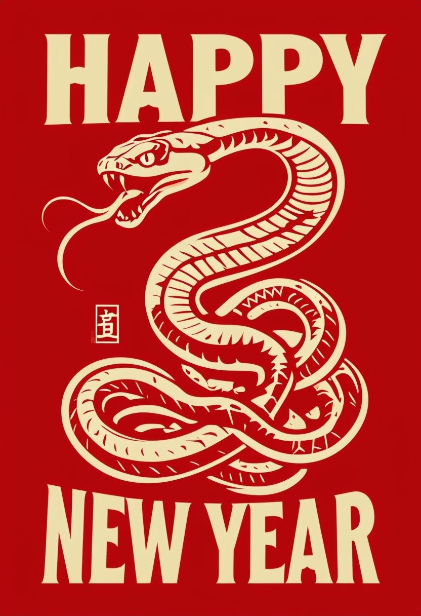 Majestic Chinese Snake Illustration for Happy New Year T-shirt