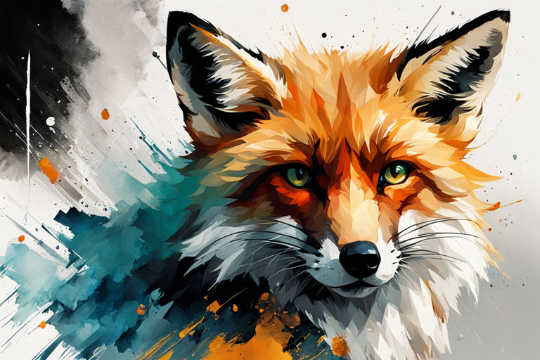 Fierce fox experiencing a vibrant ink color spill by COSTI72 - Playground