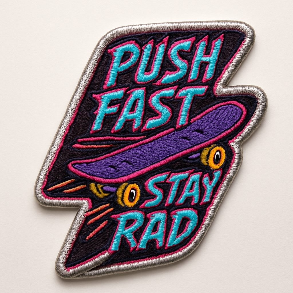 Vibrant Skateboarding Inspired Patch with Lightning Bolt Design Hat