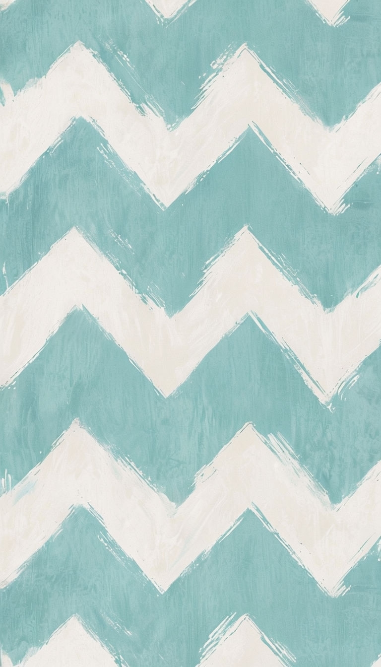Modern Aqua Blue Zigzag Pattern with Brushstroke Texture Phone Case Cover