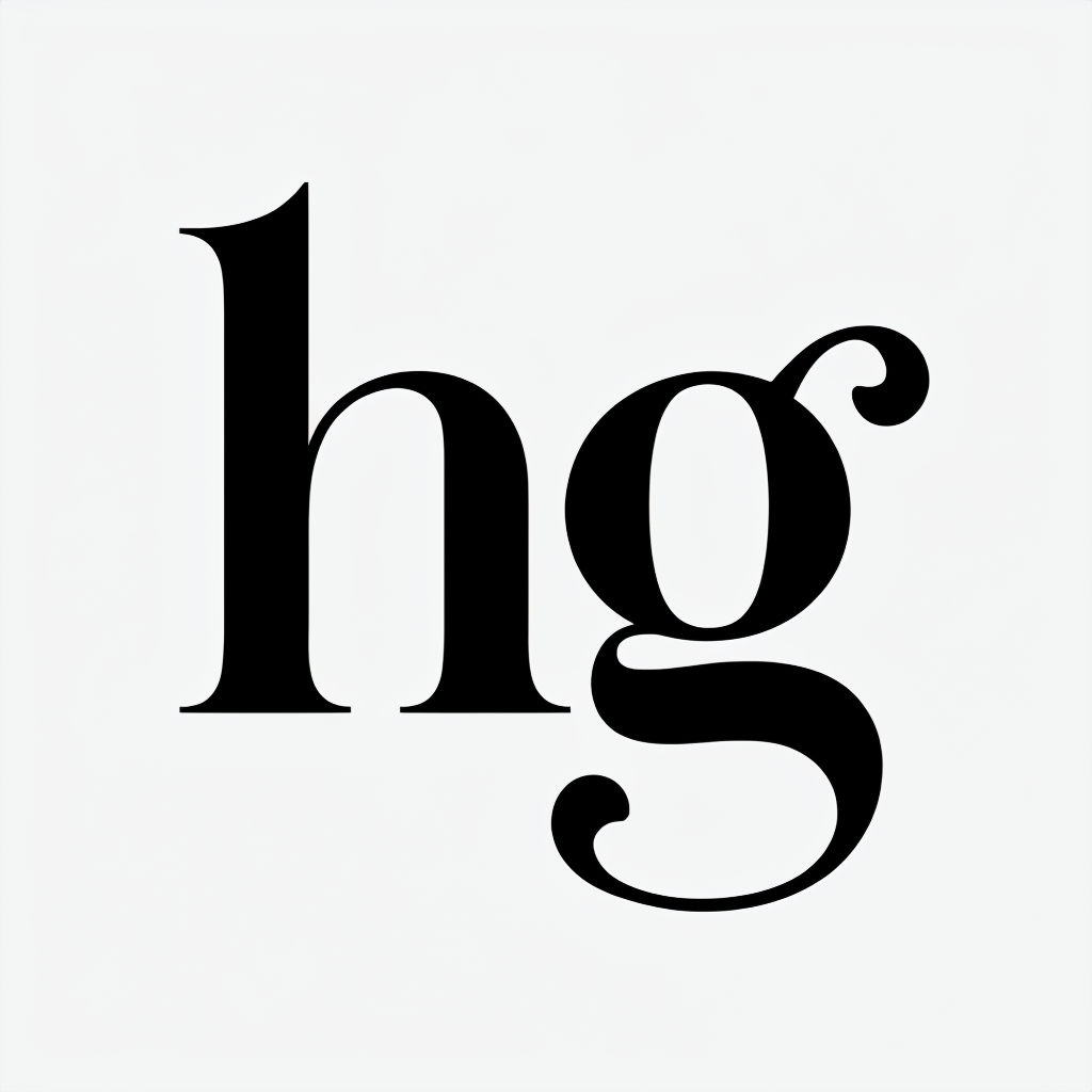 Elegant Black 'hg' Serif Typography Design Sticker