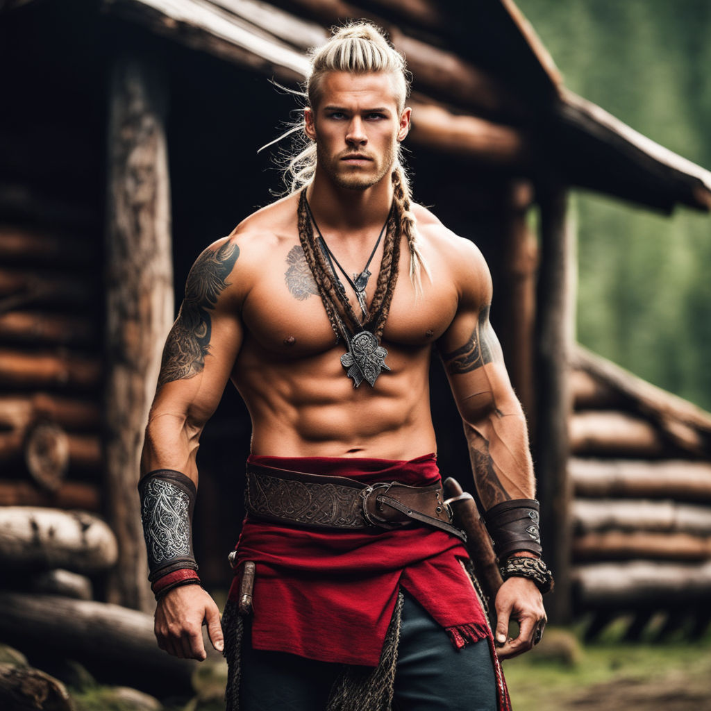 male viking muscled tall warrior