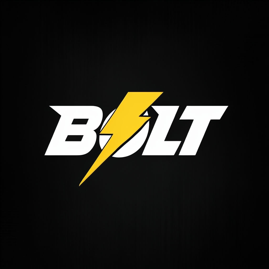 Bold Minimalist BOLT Logo with Dynamic Lightning Graphic Logo