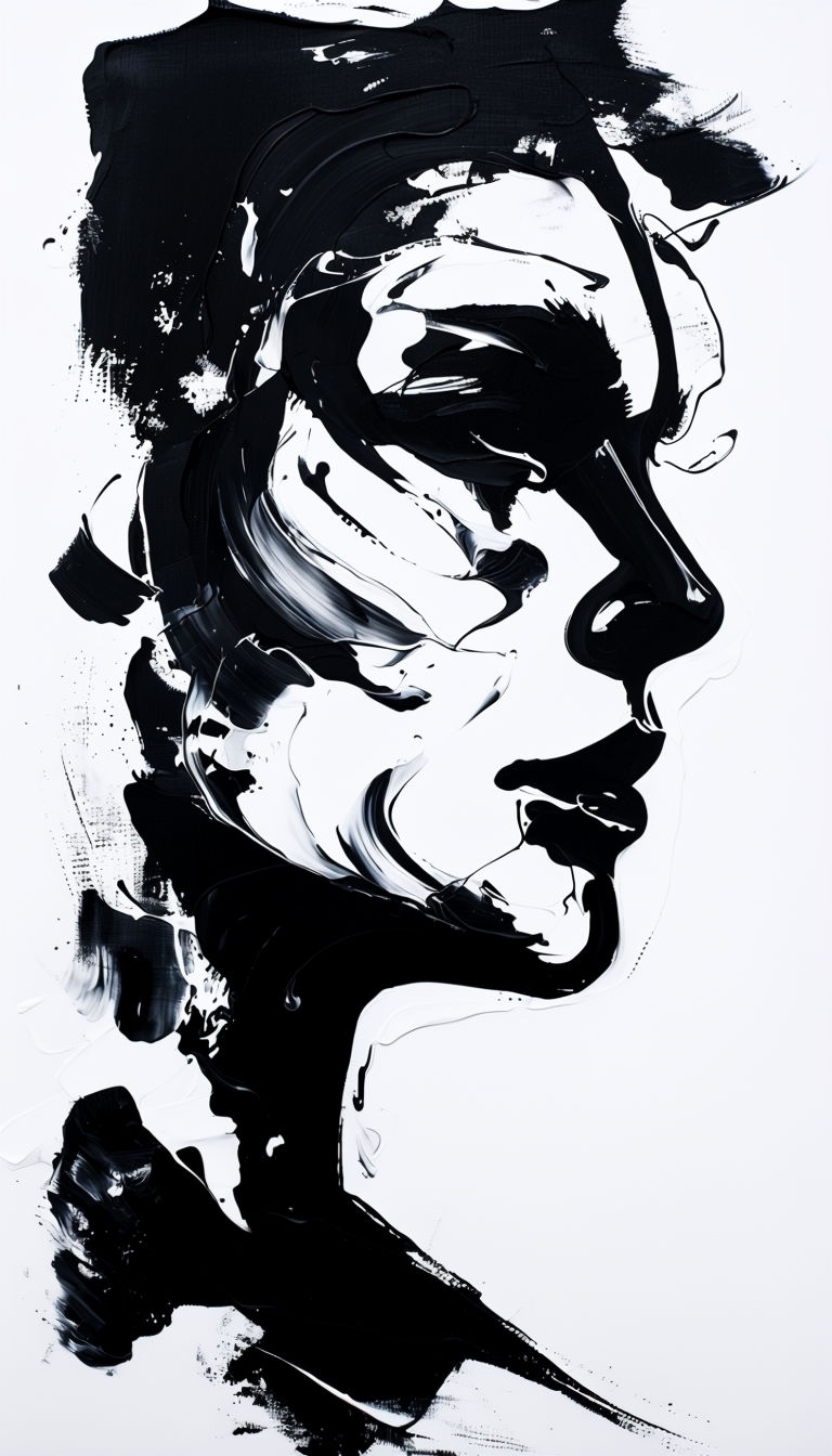 Abstract Black and White Human Profile Art Phone Case Cover