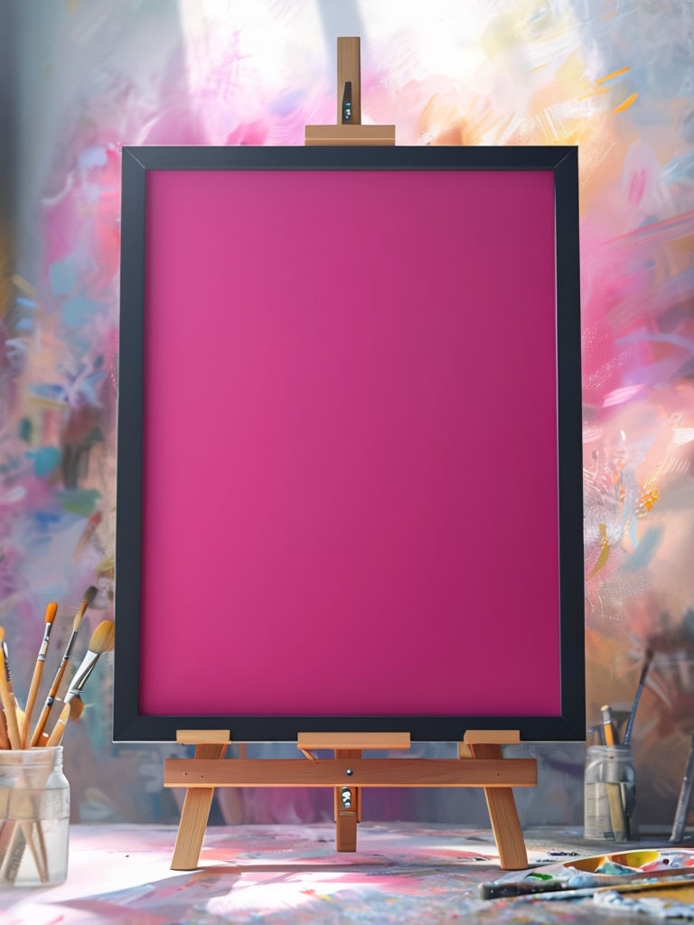 Elegant Magenta Panel Artistic Poster Mockup