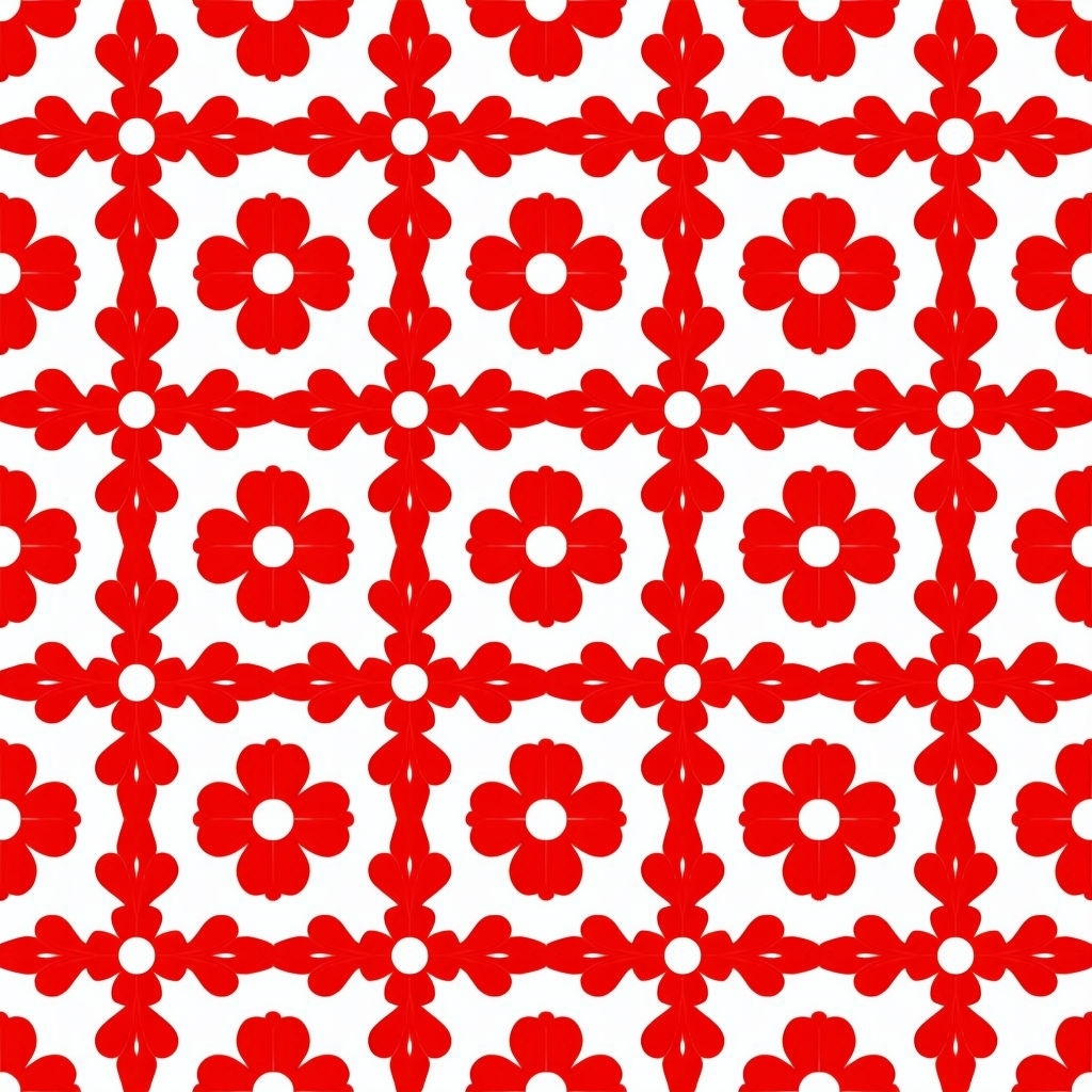 Vibrant Red Flower and Star Seamless Pattern Design