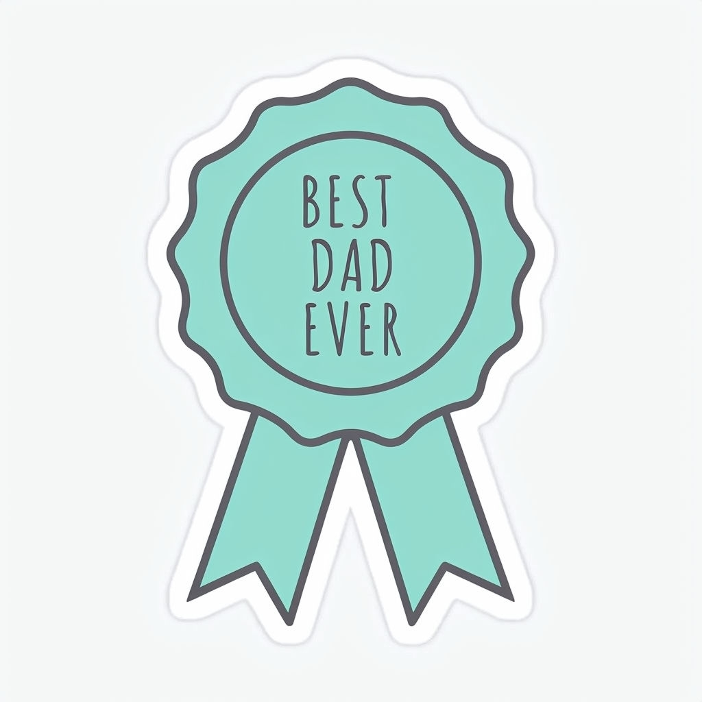 Best Dad Ever Award Ribbon Flat Design Sticker