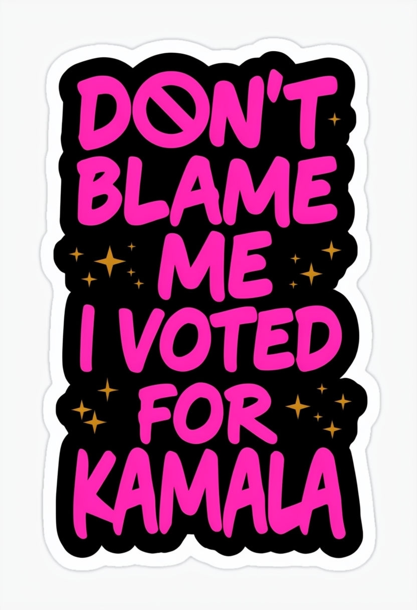 Bold Pink Kamala Vote Text with Whimsical Star Accents Sticker